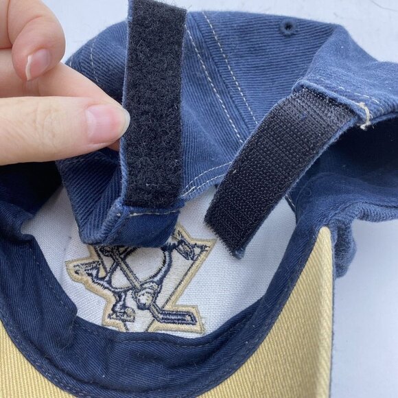 NHL Pittsburgh Penguins Ball Hat Cap Blue Hook Loop Adjustable By T.E.I. Cotton - Picture 9 of 12